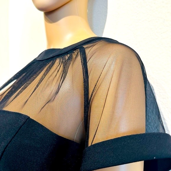 NWT Maggy London cocktail Dress, Illusion Round Neck Cap Sleeve Sheath Size 10 - Picture 4 of 14